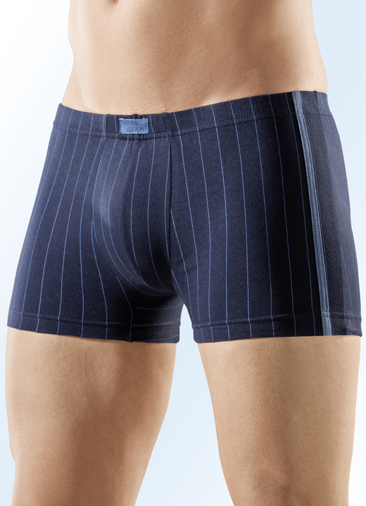 Pants & boxershorts - Verpakking met vier boxershorts, gestreept, in Größe 3XL (9) bis XXL (8), in Farbe 1X MARINE, 1X ZWART, 1X JEANSBLAUW, 1X BORDEAUX Ansicht 1