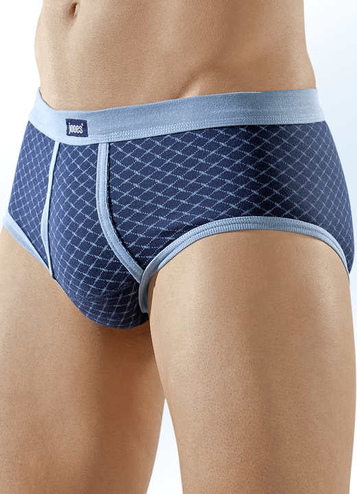 Slips & broeken - Set van vier slips, met all-over dessin, in Größe 005 bis 014, in Farbe 2X MARINE-BLAUW, 2X BLAUW-MARINE