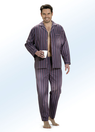 Pyjama, met doorlopende knopen, van geweven stof, met streepmotief