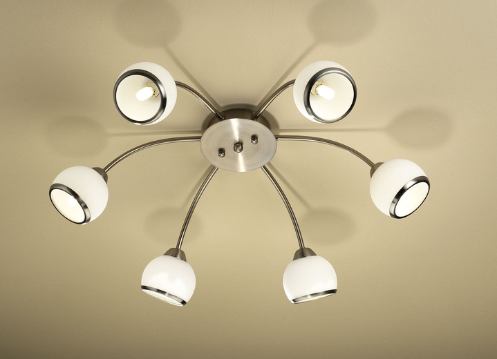 Lampen  & lampjes - Led-verlichting met frame van gelakt ijzer, in Farbe NKKEL, in Ausführung Plafondlamp, 6 lampen Ansicht 1