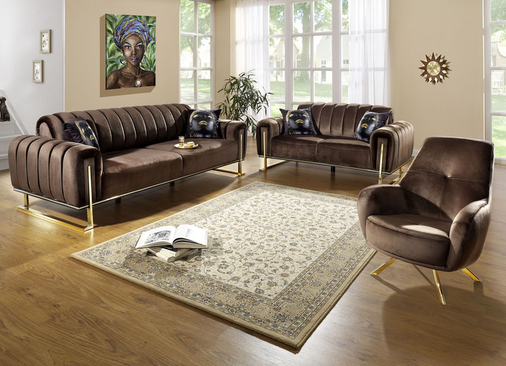 Gestoffeerde meubels - Vrij in de kamer plaatsbaar gestoffeerde meubels met stabiel metalen onderstel, in Farbe BRUIN, in Ausführung Tweezitter Ansicht 1