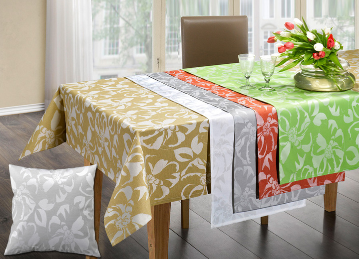 Tafellakens - Tafel- en kamerdecoratie met hoogwaardige acrylcoating, in Größe 110 (loper, 40/140 cm) bis 404 (Kussensloop, 40/40 cm), in Farbe WIT