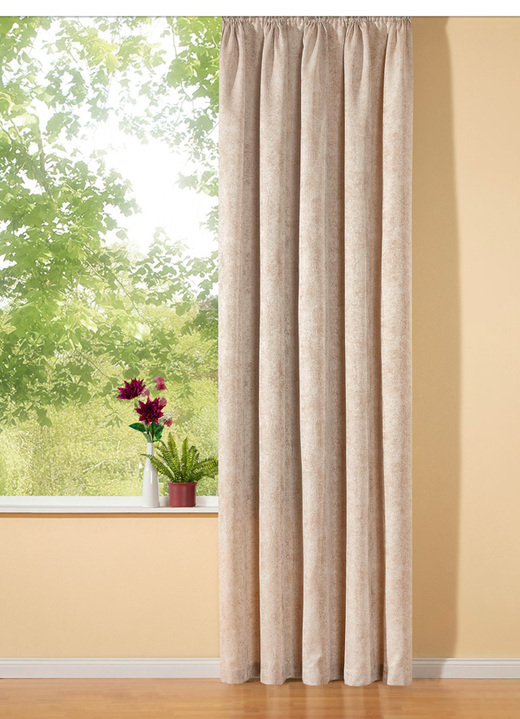 - Sierlijke glanzende overgordijnen met universele railband, in Größe 358 (H 145 x B 145 cm) bis 458 (H 245 x B 145 cm), in Farbe BEIGE Ansicht 1