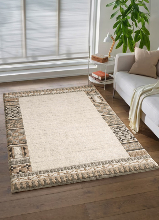 Modern - Handgearbeitete Teppiche, Brücken und Bettumrandung, in Größe 103 (Brücke, 60x 90 cm) bis 325 (Bettumrandung, 3-teilig), in Farbe NATUR-BEIGE Ansicht 1