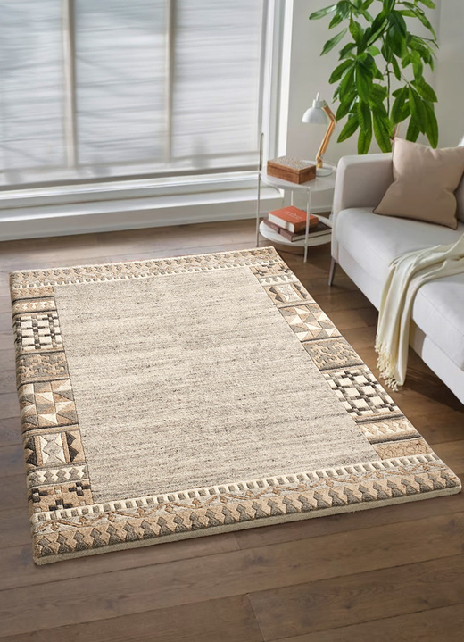 Modern - Handgemaakte tapijten, vloerkleden en slaapkamermatten, in Größe 103 (vloerkleed, 60 x 90 cm) bis 325 (slaapkamermat, 3-delig), in Farbe NATUURLIJK GRIJS Ansicht 1