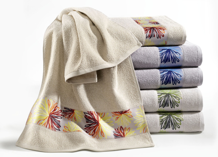 Ambient Toestand neus Badhanddoekenset met bedrukte jacquard-boorden - Handdoeken | BADER