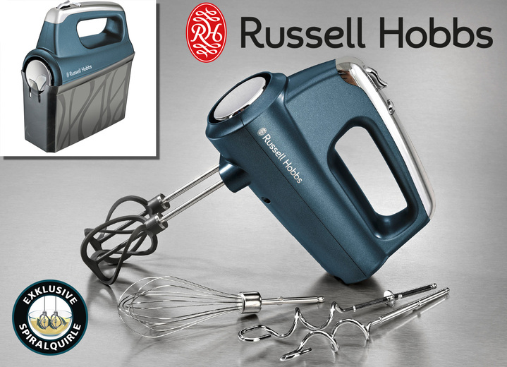 Keukenapparaten - Russell Hobbs handmixer met spiraalvormige kloppers, in Farbe SAFFIERBLAUW Ansicht 1