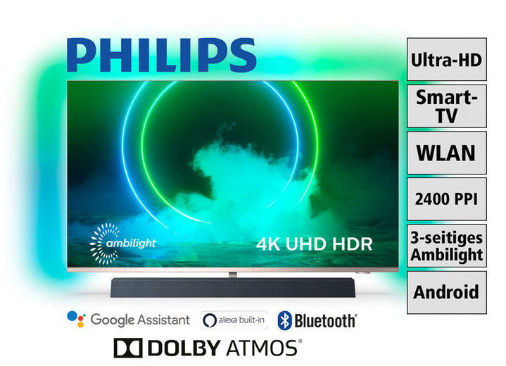 - Philips 4K-Ultra-HD-Ambilight-led-tv met ingebouwd soundsysteem, in Farbe ZILVER Ansicht 1