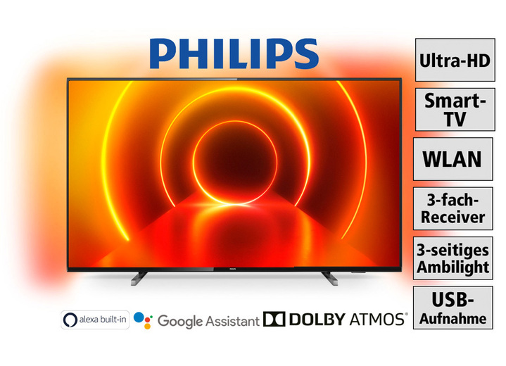 TV - Philips 4K-Ultra-HD-Ambilight-led-tv, verschillende afmetingen, in Farbe ZWART Ansicht 1