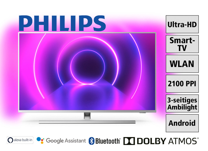 TV - Philips 4K-Ultra-HD-Ambilight-led-tv in verschillende afmetingen, in Farbe SILBER Ansicht 1