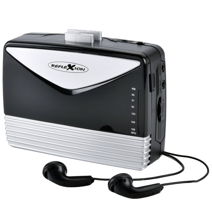 Muziekapparaten - Draagbare cassettespeler met FM-radio., in Farbe SCHWARZ-SILBER