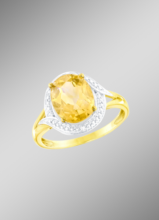 SALE % - Damenring mit echt Citrin und Diamanten, in Größe 160 bis 220, in Farbe  Ansicht 1