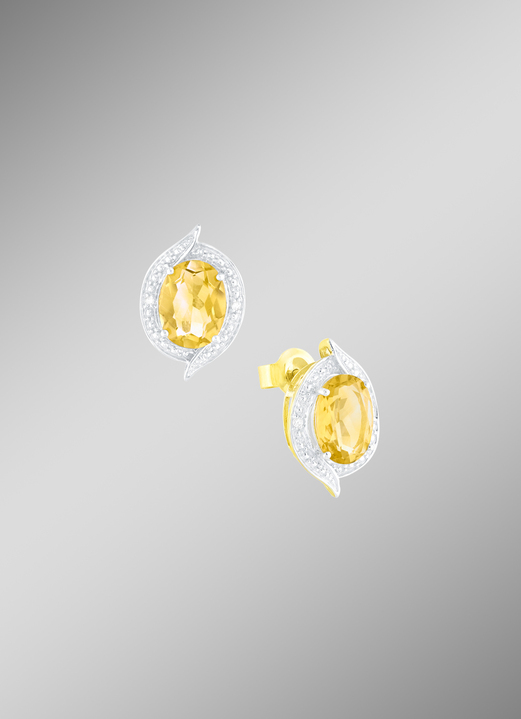 - Wondermooie oorbellen met echte citrien en diamanten, in Farbe  Ansicht 1