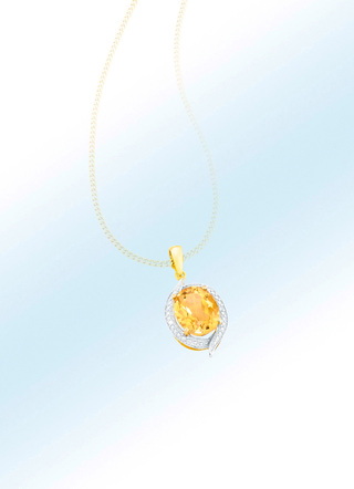 Kettinghanger met echte citrien en diamanten