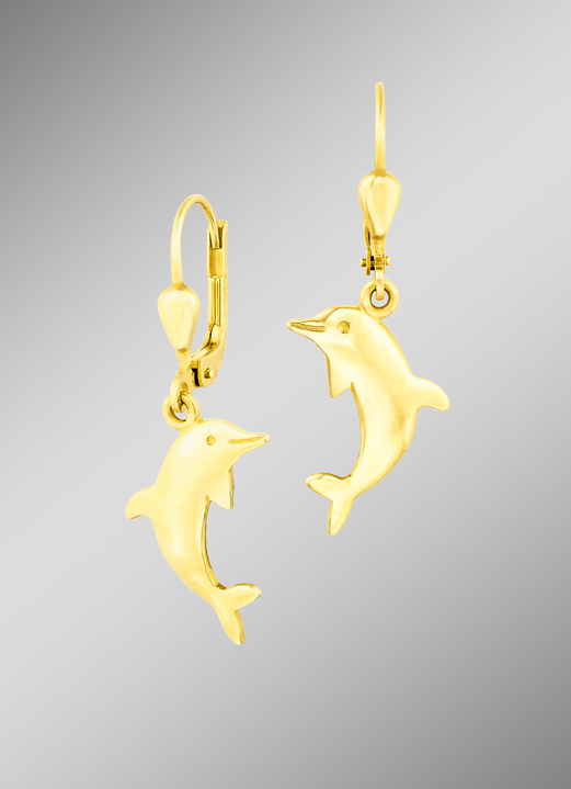 Ohrschmuck - Delfin-Ohrringe, in Farbe  Ansicht 1