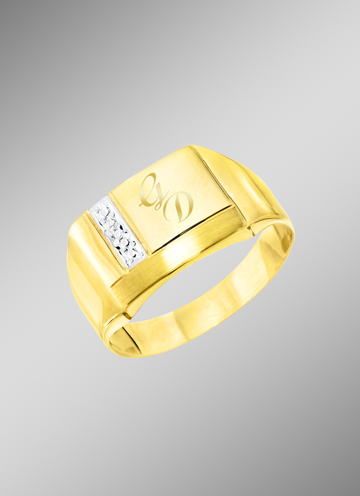 Ringen - Populaire herenring in bicolor, met diamant, in Größe 180 bis 240, in Farbe