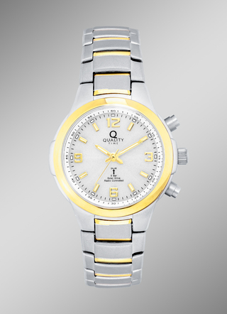 Elegant radiografisch partnerhorloge op zonne-energie van het merk ‘Quality Time’.