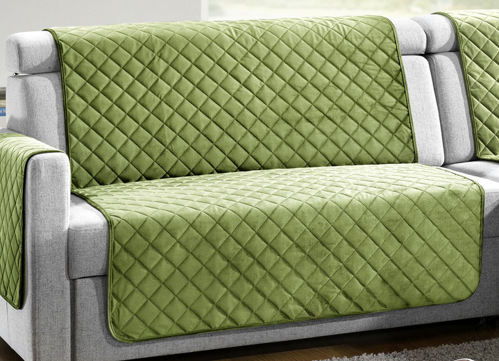 Woonaccessoires - Fauteuil-, bank- en armleuningbeschermers met bandrand, in Größe 101 (Fauteuilbeschermer, 50 x 150 cm) bis 865 (2 armleuningbeschermers, 50 x 70 cm), in Farbe GROEN Ansicht 1