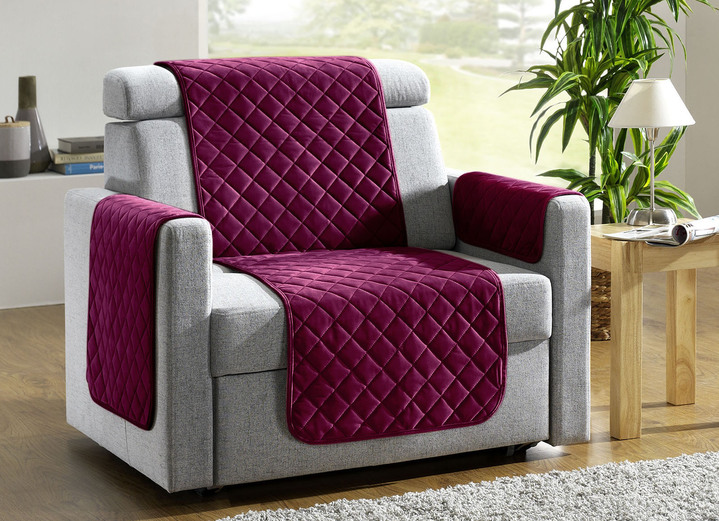 Woonaccessoires - Fauteuil-, bank- en armleuningbeschermers met bandrand, in Größe 101 (Sesselschoner, 50x150 cm) bis 865 (2 Armlehnenschoner, 50x 70 cm), in Farbe BORDEAUX Ansicht 1