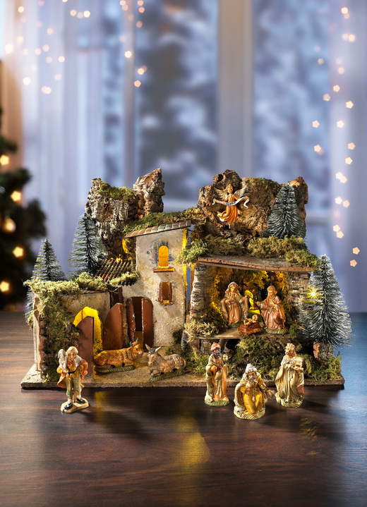 Kerstmis - Kribbe-set, met de hand gemaakt en geschilderd, in Farbe BRUIN-GROEN, in Ausführung Kribbe Ansicht 1