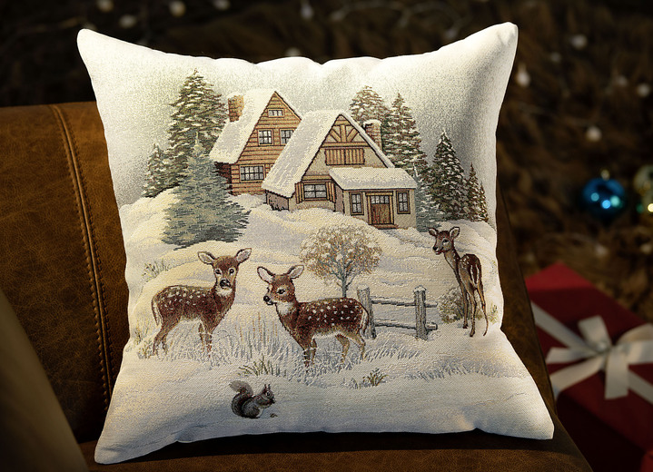 Kerstdecoraties - Kussenhoes reekalf met ritssluiting, in Farbe MULTICOLOR
