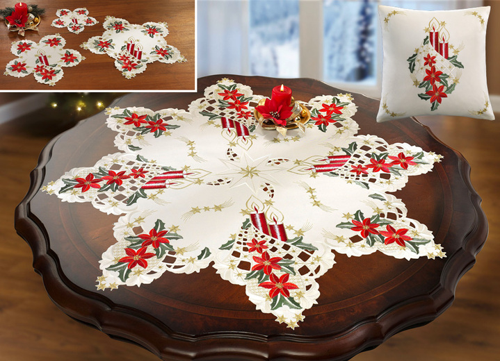 Tafellakens - Kerstachtige tafel- en kamerdecoratie, in Größe 120 (2 sterren, ø 20 cm) bis Stervormig 160 cm., in Farbe SEKT