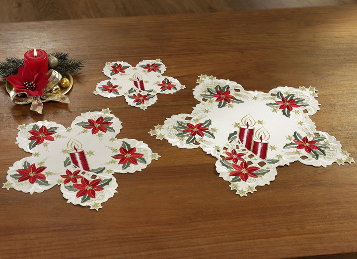 Tafellakens - Kerstachtige tafel- en kamerdecoratie, in Größe 120 (2 sterren, ø 20 cm) bis Stervormig 160 cm., in Farbe CHAMPAGNE Ansicht 1
