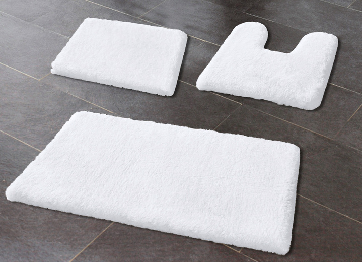- Vloerkleed met antislip achterkant, in Größe 100 (tapijt, 50/ 80 cm) bis 109 (hangende WC-mat, 60/ 50 cm), in Farbe WIT