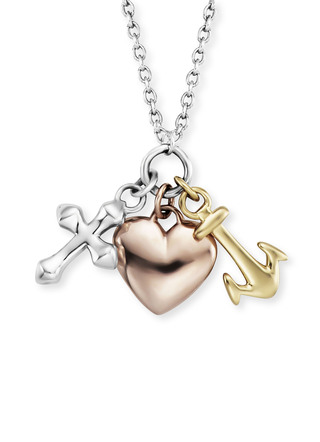 Engelsrufer creolen met geloof, hoop en liefde in tricolor met ketting