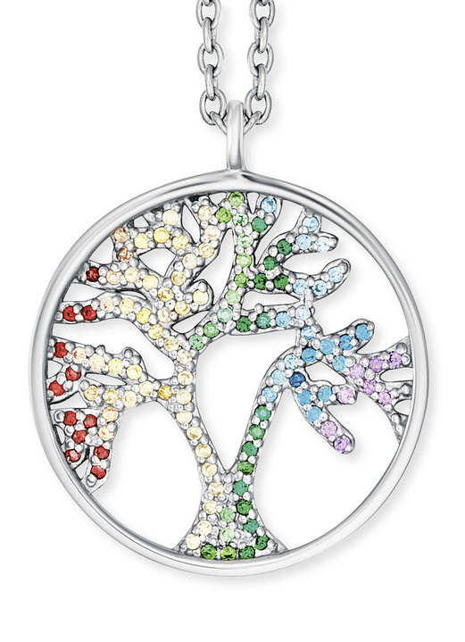 Engelsrufer - Engelsrufer kettinghanger van levensboom met zirkonia, in Farbe
