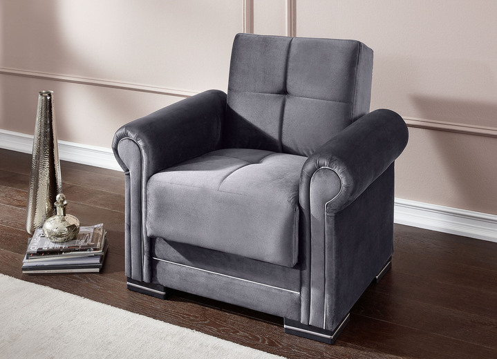 Gestoffeerde meubels - Functioneel gestoffeerd meubel op een stevig houten onderstel, in Farbe GRIJS, in Ausführung Fauteuil Ansicht 1