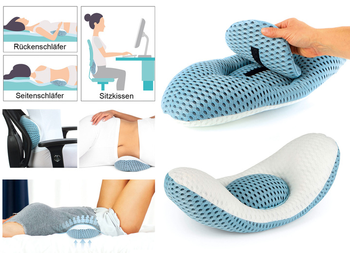 Gezonde rug - 3-in-1 lendenkussen – ontspannen zitten en slapen, in Farbe WIT-GRIJS Ansicht 1