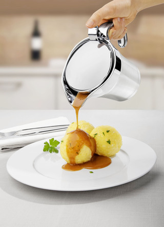Roestvrijstalen thermo-sauciere met deksel