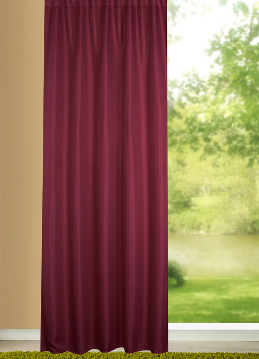 Klassiek - Ondoorzichtige verduisterende sjaal in gestructureerde linnenlook, in Größe 365 (H 145 x B 135 cm) bis 458 (H 245 x B 135 cm), in Farbe BORDEAUX Ansicht 1