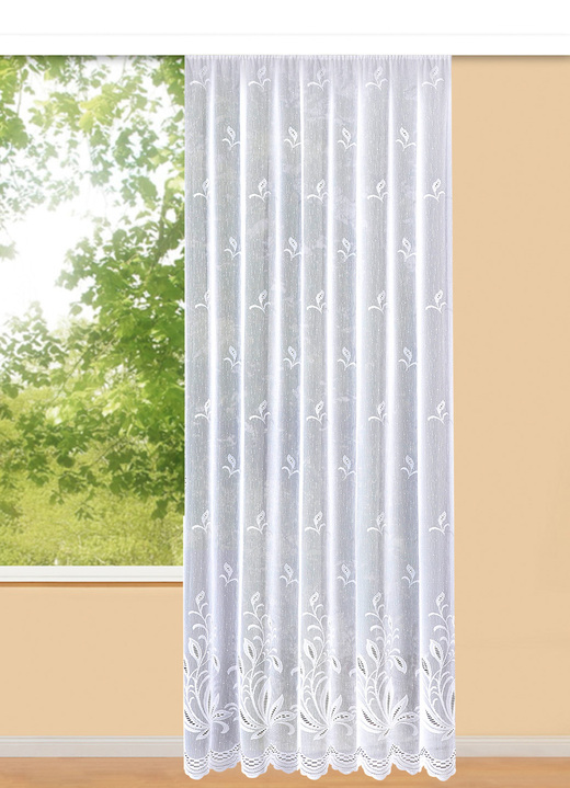 - Geweldig lang gordijn met automatische plooiband, in Größe 176 (H 175 x B 300 cm) bis 298 (H 245 x B 600 cm), in Farbe WIT Ansicht 1