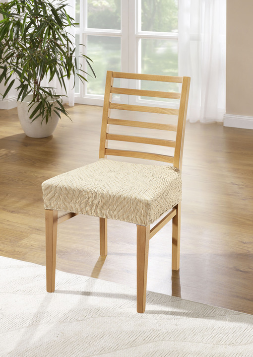 Woonaccessoires - Stretch-hoezen, in Größe 101 (Sesselbezug) bis 114 (Sitzflächen-Bezug), in Farbe CRÈME Ansicht 1