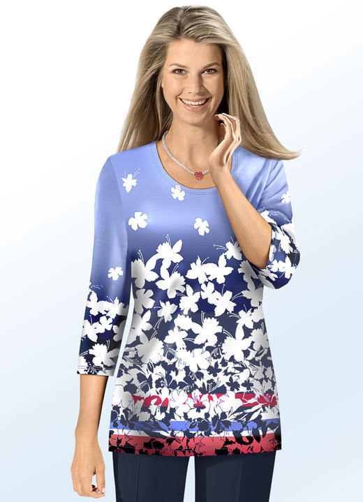 - KLAUS MODELLE trui met inkjet print, in Größe 040 bis 054, in Farbe BLAUW-WIT-MULTICOLOR