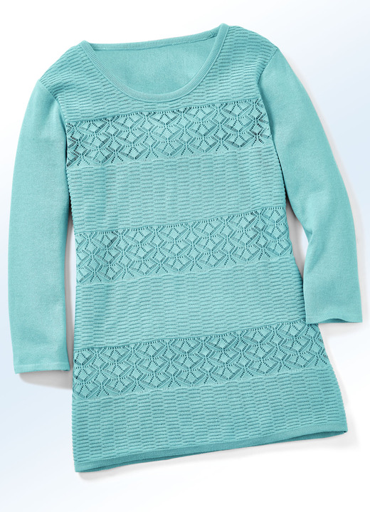- Trui met structuur en ajourmix, in Größe 036 bis 052, in Farbe TURQUOISE