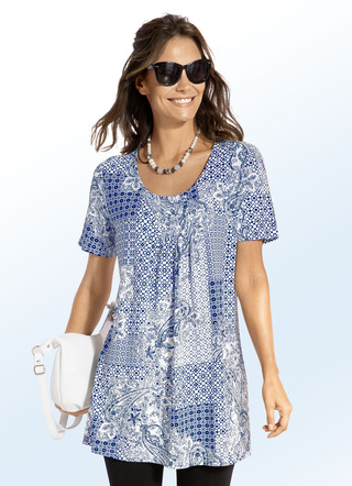 Lang shirt met plooien in 3 kleuren