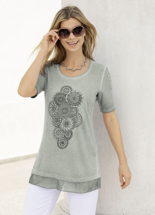Longshirt met kanten inzetstuk op de mouwen