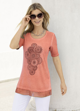 Longshirt met kanten inzetstuk op de mouwen
