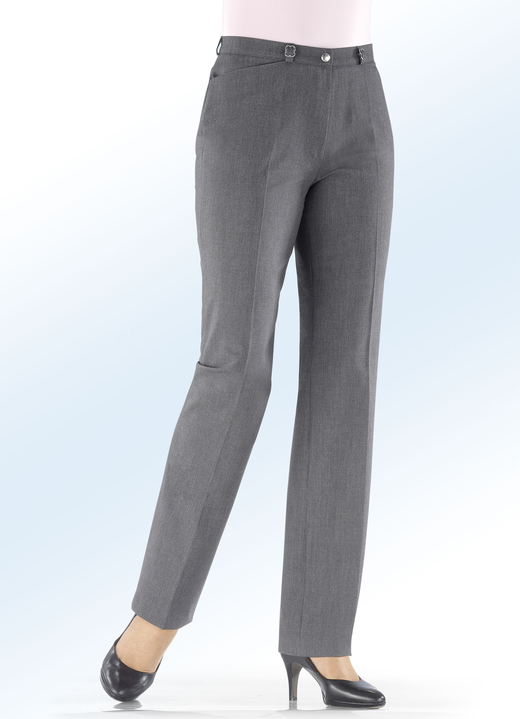 Broeken - Broek met aparte sierdelen aan de voorste riemlussen, in Größe 018 bis 245, in Farbe ANTRACIET