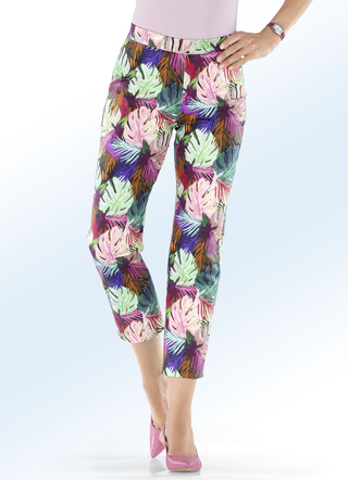 Broek in 7/8-lengte met trendy jungle-dessin