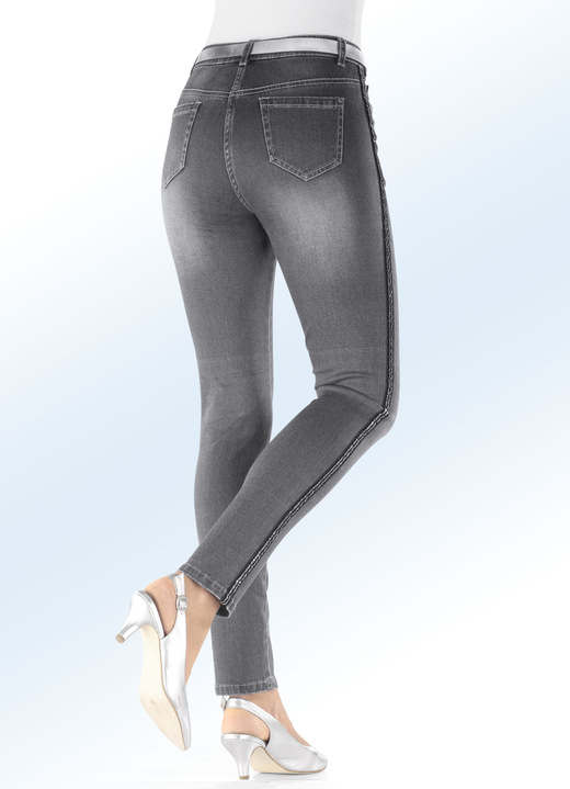 - Jeans met glinsterende sierband, in Größe 017 bis 052, in Farbe DONKERGRIJS