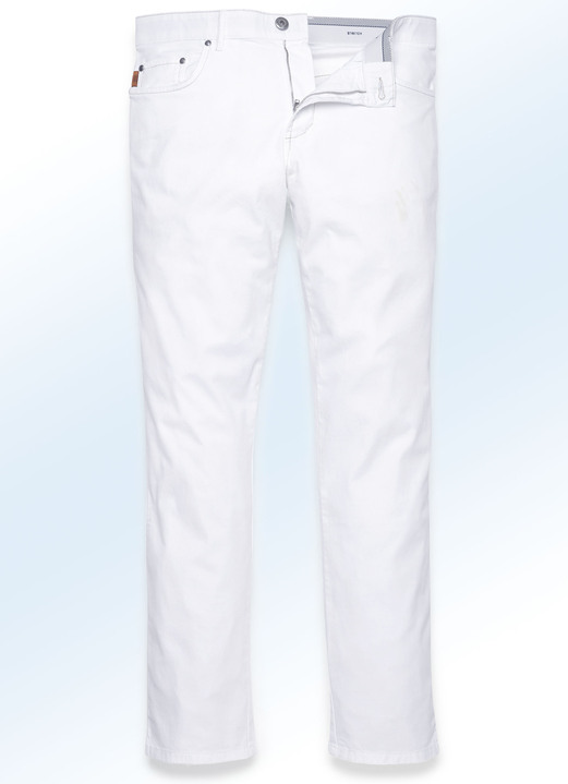 Broeken - ‘Francesco Botti‘-broek met elastische tailleband in 2 kleuren, in Größe 024 bis 102, in Farbe WIT Ansicht 1