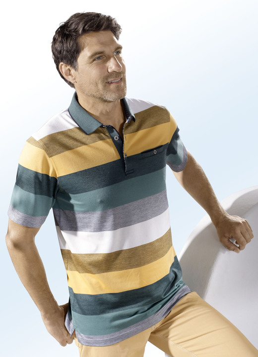 Shirts - Poloshirt der Marke „Hajo“ in 2 Farben Shirts - Poloshirt van het merk „Hajo“ in 2 kleuren, in Größe 046 bis 062, in Farbe OLIJF MESSING