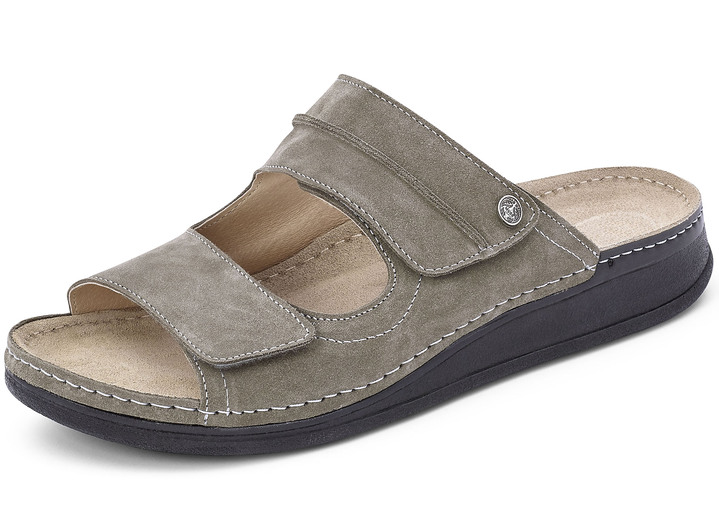 Sandalen & slippers - Mubb muiltjes met stijlvolle bies, in Größe 040 bis 046, in Farbe TAUPE Ansicht 1