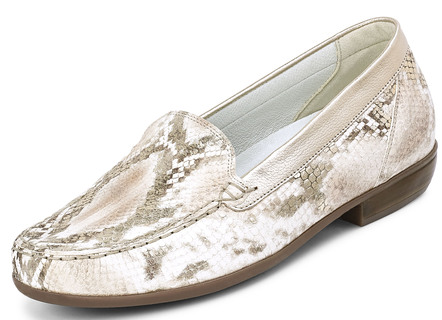 Elegante mocassin-instapper met uitneembaar lederen voetbed, breedte H