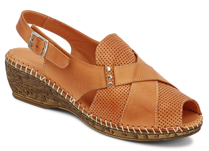 - Sandalen met effectief reliëf in 3 kleuren, breedte G, in Größe 036 bis 042, in Farbe ORANJE