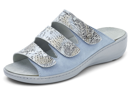 Pantolette in 2 kleuren met uitneembaar lederen memory-voetbed, breedtemaat H